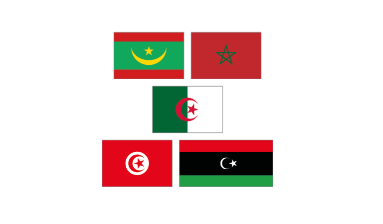 Flags of countries covered by the Liaison Office for North Africa