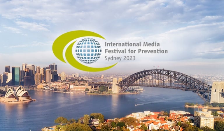 Логотип IMPF 2023 на фоне Сиднея