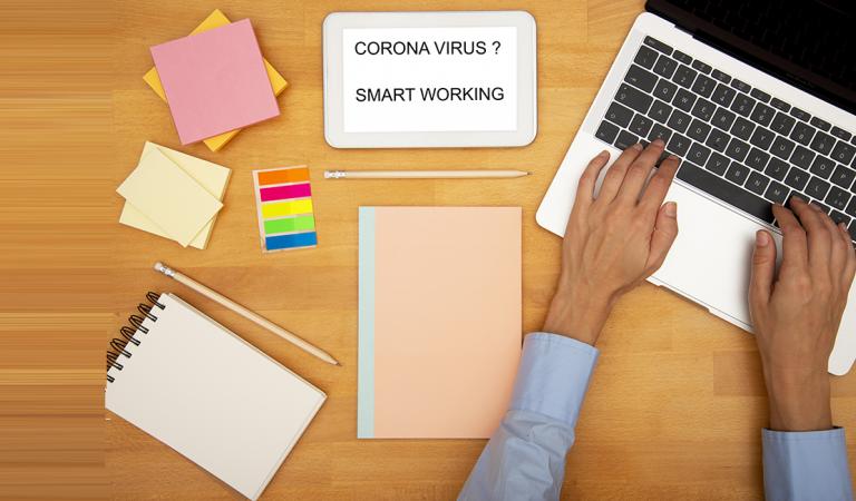 Corona virus, Covid-19 and smart working stock photo